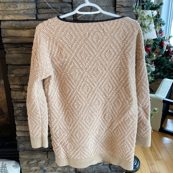 Maison & Scotch Wool sweater with leather neck line and zip - Picture 3 of 4